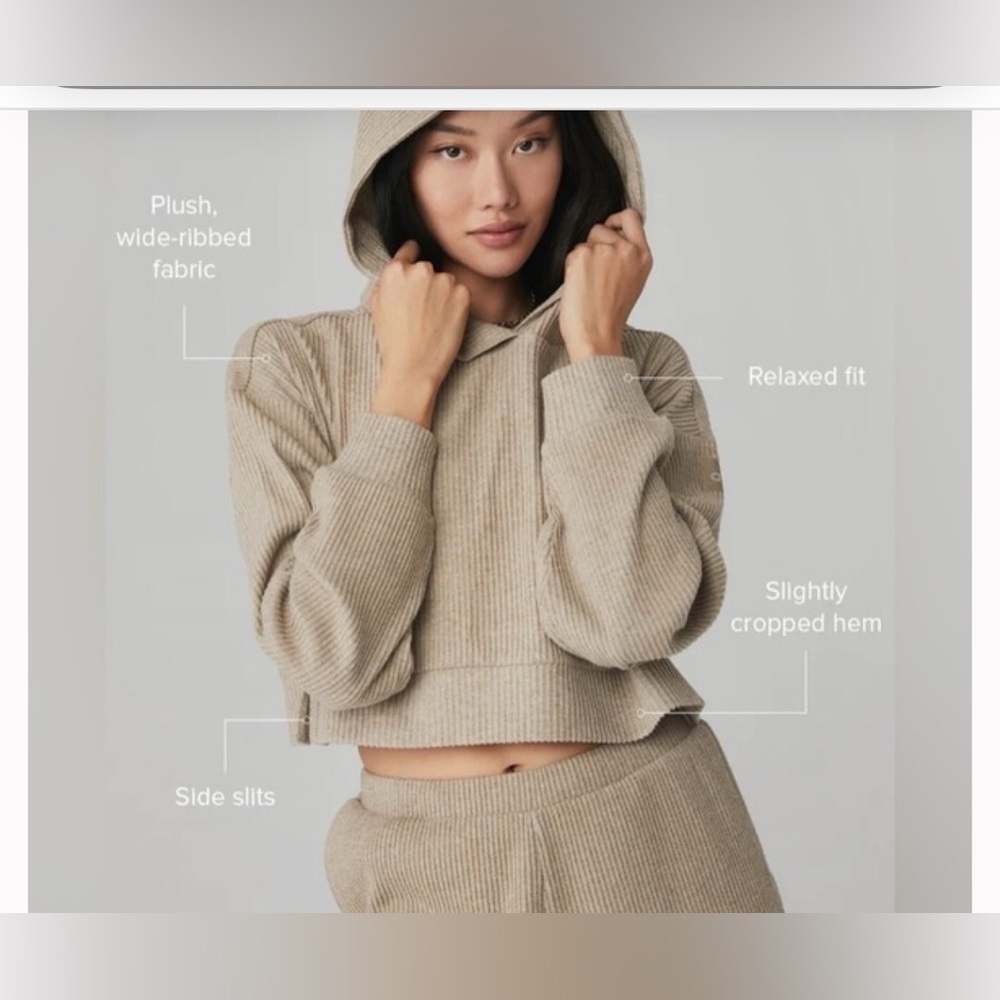 ALO muse hoodie. Gravel heather. Size M Still on website! - Picture 3 of 6